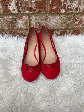 Tory Burch Chelsea Soho Lux Suede Wedge Shoes in Red Size 7